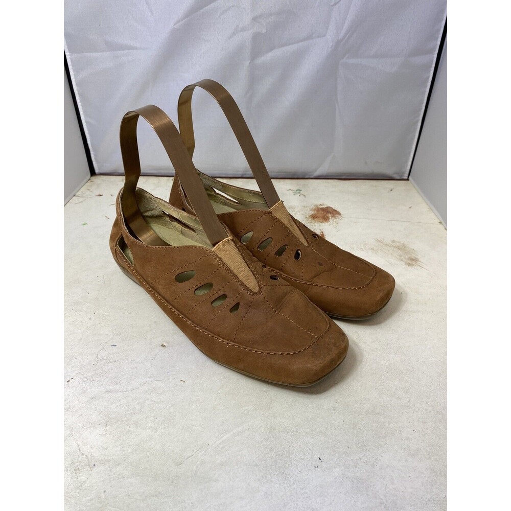 Easy Spirit Womens Dixiee Shoes Flat Leather Closed Toe Clogs Dark Red Size 8.5W